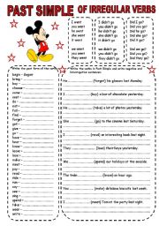 PAST SIMPLE OF IRREGULAR VERBS (1) (2 PAGES)