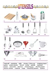 English Worksheet: KITCHEN UTENSILS