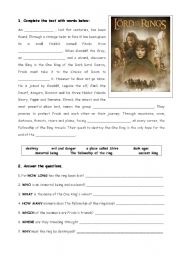 English Worksheet: Story time (Lord of the rings & create your own scary story)