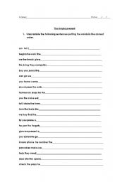 English worksheet: The Simple Present - Unscrambling and translating simple sentences