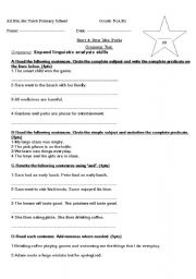 English Worksheet: Subjects and Predicates