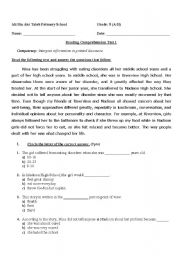 English Worksheet: Reading Comprehension for grade 5