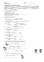 English Worksheet: Test- simple present/present continuous/can-cant/going to