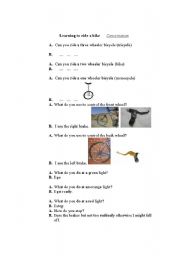 English worksheet: Learning how to ride a bike dialog