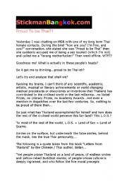 English Worksheet: reading proud to be Thai