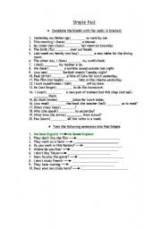 English Worksheet: Exercises Past Simple