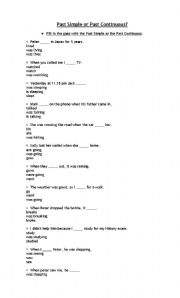 English Worksheet: Past Simple vs Past Continuous