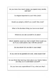 English Worksheet: conversation cards