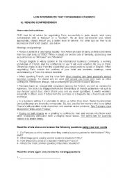 English Worksheet: LOW INTERMEDIATE TEST FOR BUSINESS STUDENTS