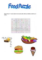 English worksheet: FOOD Puzzle