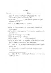 English Worksheet: Bullying 2