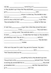English Worksheet: Story Blanks (fill in the nouns)