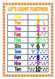 Lets count together (Numbers 1-10) Colour and B&W version + Activity proposals included
