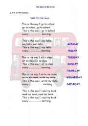 English worksheet: days of the way