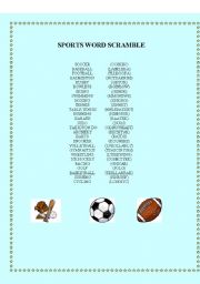 English worksheet: Sports Vocabulary-Scramble