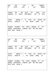 English Worksheet: Unscramble conditionals 0-3