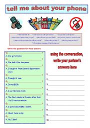 English Worksheet: cell phone conversation