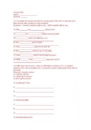 English Worksheet: Simple Past test