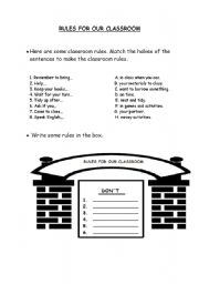 English Worksheet: RULES FOR OUR CLASSROOM