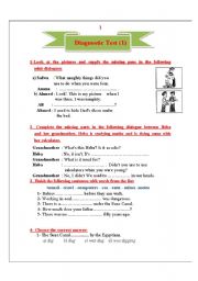 English Worksheet: Diagnostic Test 1/7