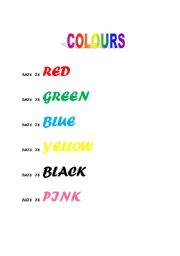 English worksheet: colours