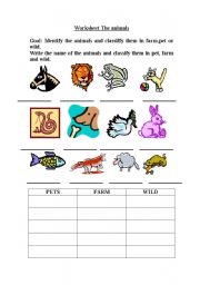 English worksheet: THE ANIMALS