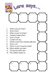 English Worksheet: lara says