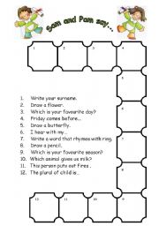 English Worksheet: sam and pam say...