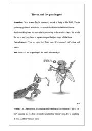 English Worksheet: the ant and the grasshopper