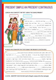 English Worksheet: PRESENT SIMPLE AND PRESENT CONTINUOUS