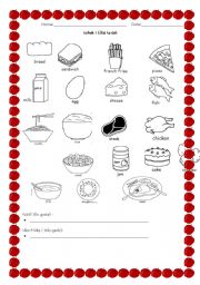 English Worksheet: Food I like