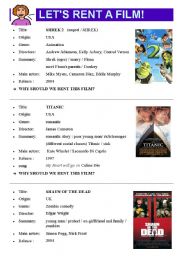 English Worksheet: SPEAKING: Lets rent a film!