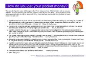 English Worksheet: POCKET MONEY: How do you get your pocket money?