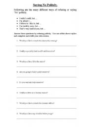 English Worksheet: Saying No Politely.