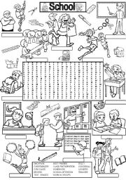 English Worksheet: Wordsearch SCHOOL