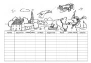 English Worksheet: towns, countries, animals...