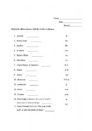 English worksheet: Common Abbreviations