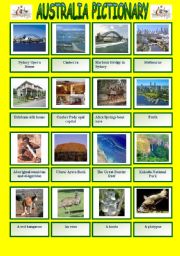 English Worksheet: Australia pictionary with written practice of the attractions names