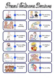 English Worksheet: PRESENT CONTINUOUS: DOMINOES (2ND PART)