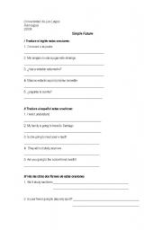 English worksheet: simple future test