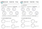 English Worksheet: Telling Time Quiz