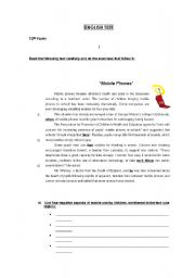 English Worksheet: Test on Mobile Phones