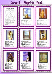English Worksheet: Cards 8 - Magritte, Ren