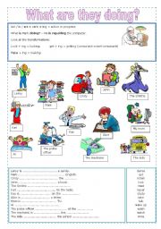English Worksheet: What are they doing? (2)