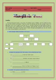 English Worksheet: English Test - Clothes, Family Tree and People Description.