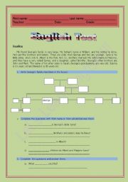 English Test - Clothes, Family Tree and People Description.