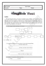English Worksheet: English Test - Clothes, Family Tree and People Description - Black and White version