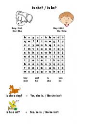 English Worksheet: is HE / is SHE