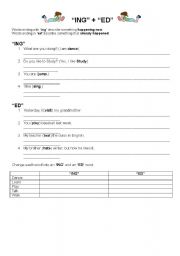 English worksheet: ING and ED