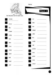 English Worksheet: Plural 2